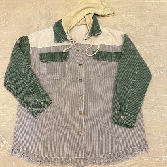 Green and Gray Utility Jacket with Durable Design Colorblock 90’s Distressed - Picture 1 of 11